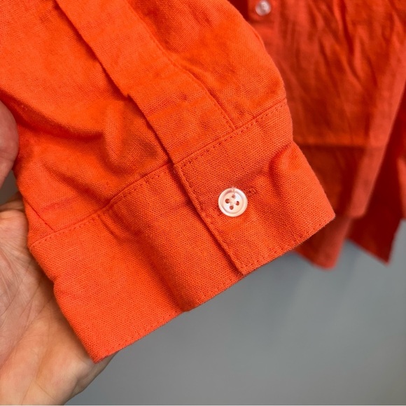 Feel Good Store Linen Blend 2X Tunic Button Down Shirt Orange Long sleeve - Picture 7 of 11